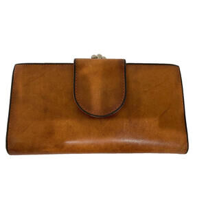 Vintage AMITY Cowhide Brown Leather Wallet Pre Owned